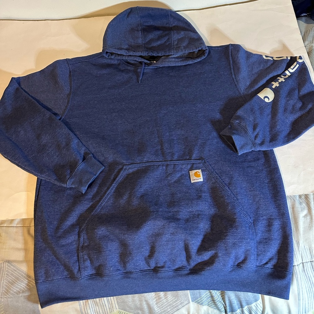Carhartt Men's Hoodie Sweatshirt Size XL Pullover BLUE Loose Fit